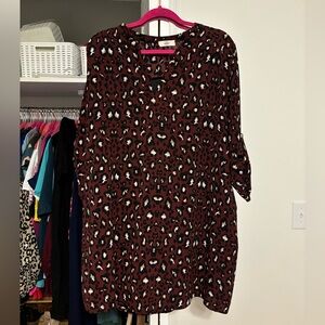 Red leopard print tunic dress